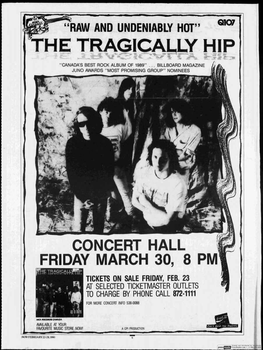 33 years ago tonight, @thehipofficial #thetragicallyhip play the Concert Hall in Toronto. 

@Q107Toronto @sonicmoremusic1 @RaveDrool