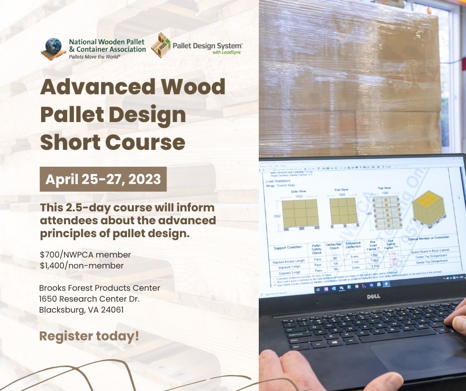Proud to support the Pallet Design System course with Virginia Tech! Educational outreach is part of our core mission to ensure efficiency, safety and sustainability throughout the supply chain. Register now. bit.ly/40tGBut #palletsmovetheworld #training #virginiatech