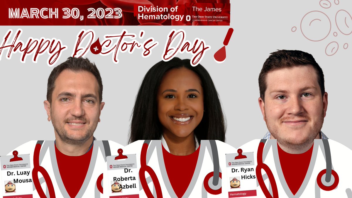 Ohio State Hematology (@osuhematology) on Twitter photo Yesterday was #DoctorsDay and we can't forget our #hospitalists that have dedicated their careers to hospitalized <a href="/OSUCCC_James/">The James</a> patients.
Your selfless care and compassion you bring every day do not go unnoticed.
Thank you for all that you do. <a href="/Luay_Mousa/">Luay Mousa</a> <a href="/RobertaAzbellMD/">Roberta C. G. Azbell, MD</a> Yesterday was #DoctorsDay and we can't forget our #hospitalists that have dedicated their careers to hospitalized <a href="/OSUCCC_James/">The James</a> patients.
Your selfless care and compassion you bring every day do not go unnoticed.
Thank you for all that you do. <a href="/Luay_Mousa/">Luay Mousa</a> <a href="/RobertaAzbellMD/">Roberta C. G. Azbell, MD</a>