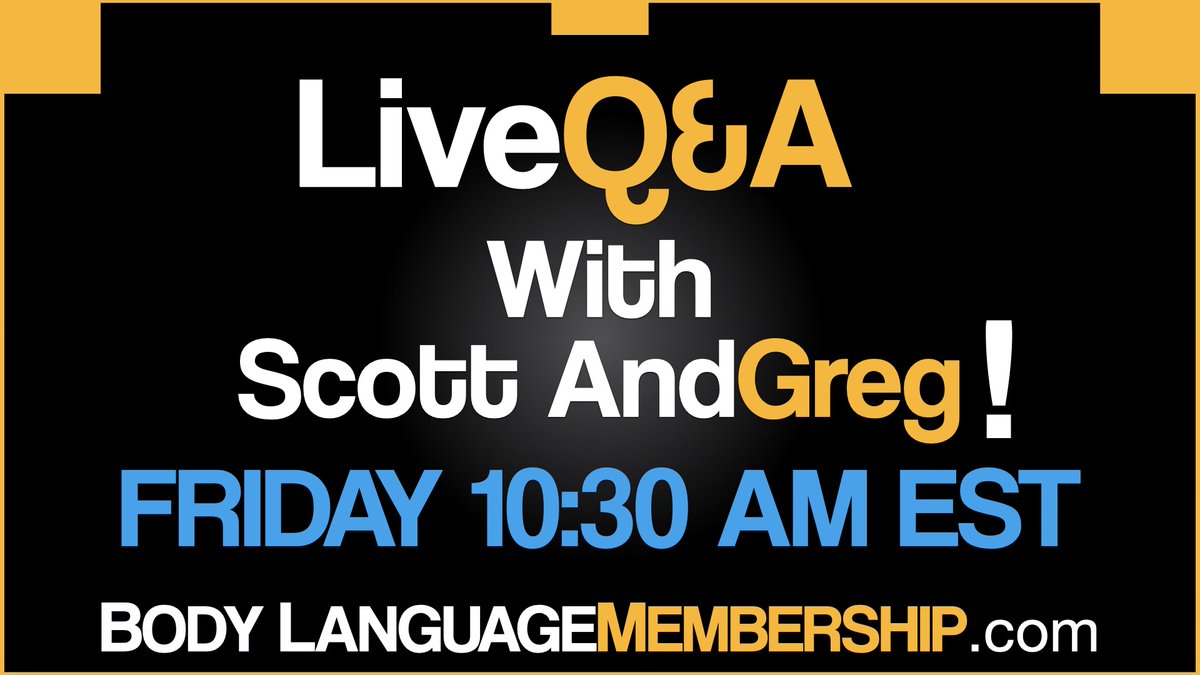 1greghartley's tweet photo. Tomorrow at 1030 EDT (GMT-4) ask us anything -we will answer most anything at
https://t.co/6J0V71Kqok
#BodyLanguageTactics #ScottRouse #GregHartley- https://t.co/zV36kT4ug2