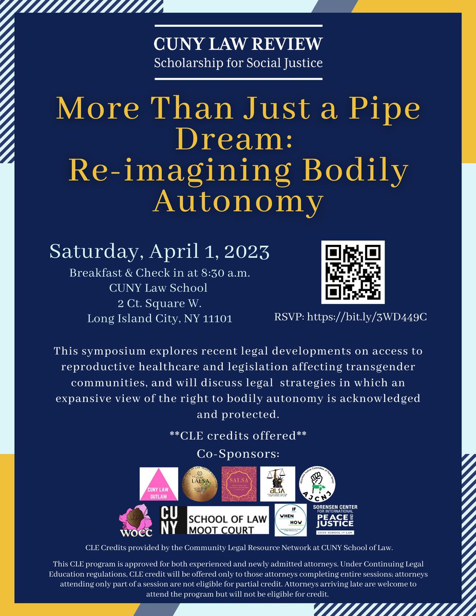This Saturday, April 1 from 9 to 2:30 pm! 

Come join us as we explore the recent legal development in reproductive healthcare &amp; legislation adversely affecting transgender communities, and discussing what legal advocates should do. 

Remember to RSVP: bit.ly/3WD449C