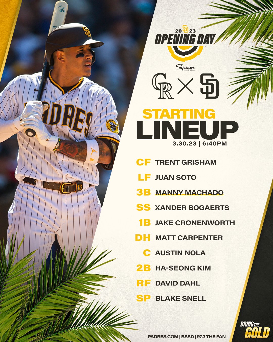 San Diego Padres on X: Ready to go. Ready to #BringTheGold #SDOpeningDay   / X