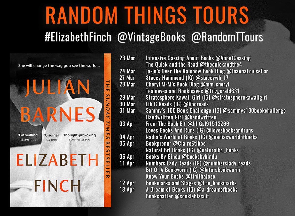 Another beautifully written, thought provoking read from #JulianBarnes - short but intense, my review of #ElizabethFinch is on Instagram for my stop on the #BlogTour

instagram.com/p/CqbPBdKLO4Z/

@RandomTTours @vintagebooks