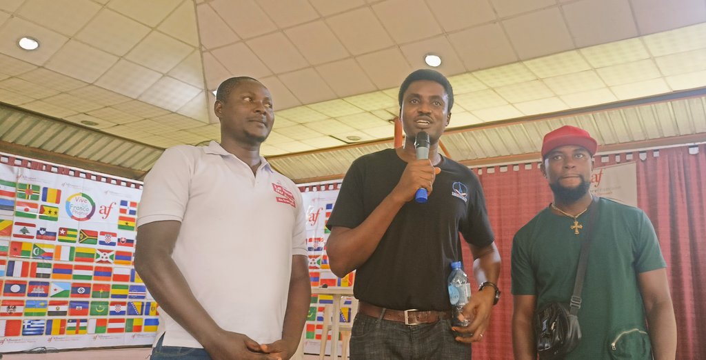 alliancefphc's tweet photo. Yesterday, Teachers &amp; students from #PortHarcourt universities creatively presented their vision of Francophonie at Alliance Française Port Harcourt. Congrats to Feyi, the winner of "Dis-moi 10 mots de la Francophonie" competition. Thanks to all participants! https://t.co/XogbMRFYRO
