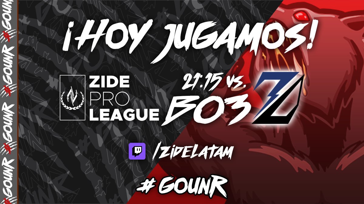 ¡PLAYOFF!
Arrancan los 4tos de la #ZideProLeague de <a href="/ZideLatam/">Zide Latam ▶</a> y bueno, otra vez sopa, otra vez.
⚔️ <a href="/7D_SevenDark/">𝟕𝐃 Seven Dark</a> 
⏰ 21:15 hs (aprox) 🇦🇷🇨🇱🇺🇾
📺 twitch.tv/zidelatam
¡A buscar que esta vez el resultado sea para nosotros! A un bo3 de las semis.
¡Los esperamos!
#GoUNR2023