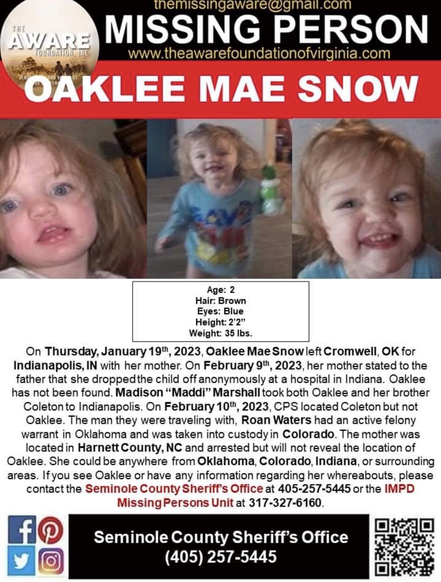 SHARE PLEASEE💔 #missing #OakleeMaeSnow #Oklahoma #usa #missingchild #URGENT #MissingChildAlert #MissingPerson #trending #share #retweet #MissingPersonAlert