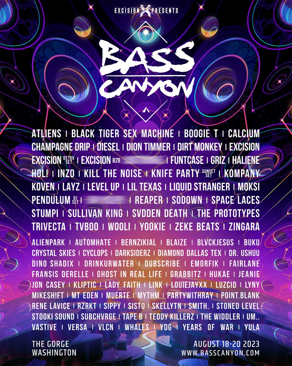 Bass Canyon fam, your 2023 lineup is here ⛰️✨