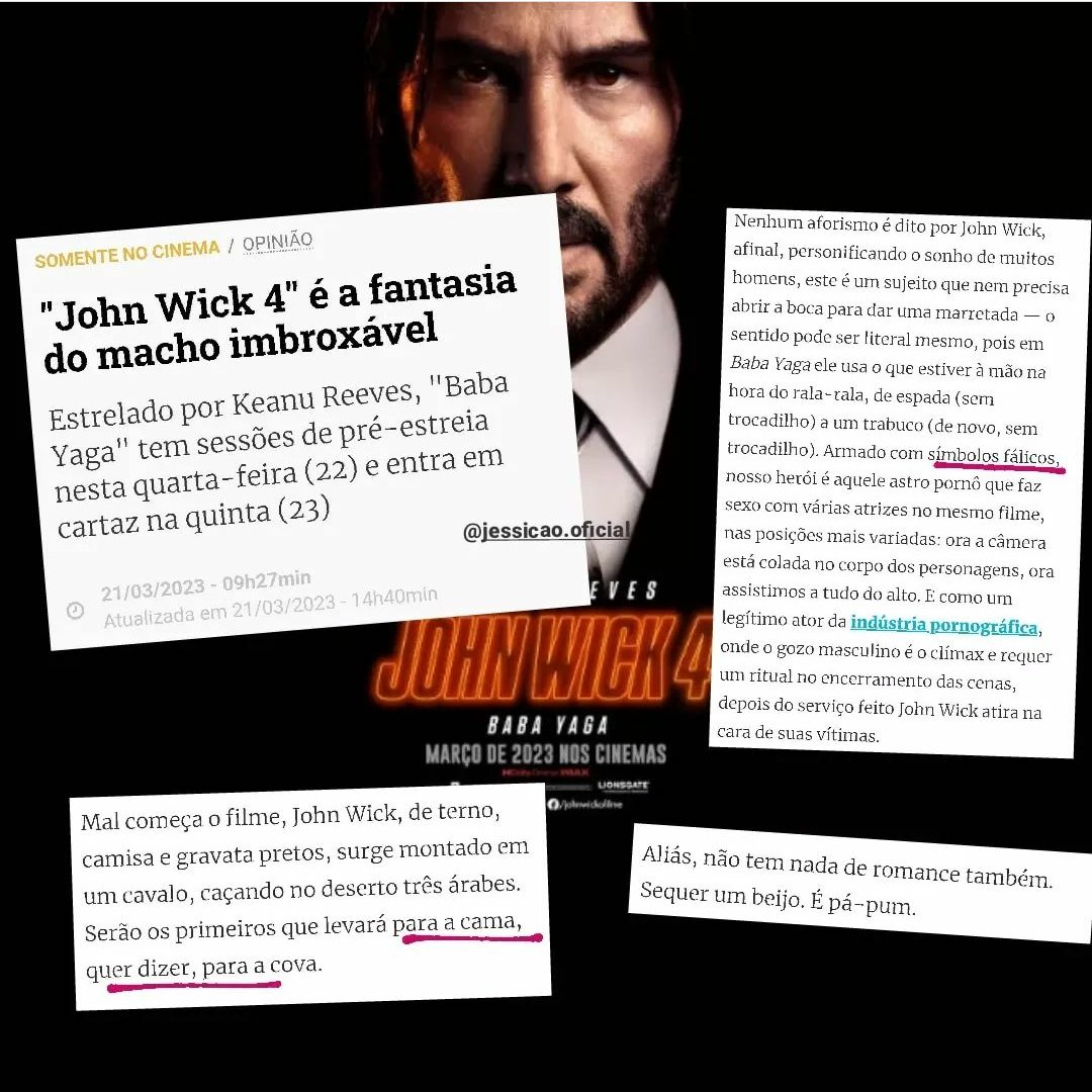 Jessicão.oficial on X: 10 MOTIVOS PARA NÃO ASSISTIR JOHN WICK 4