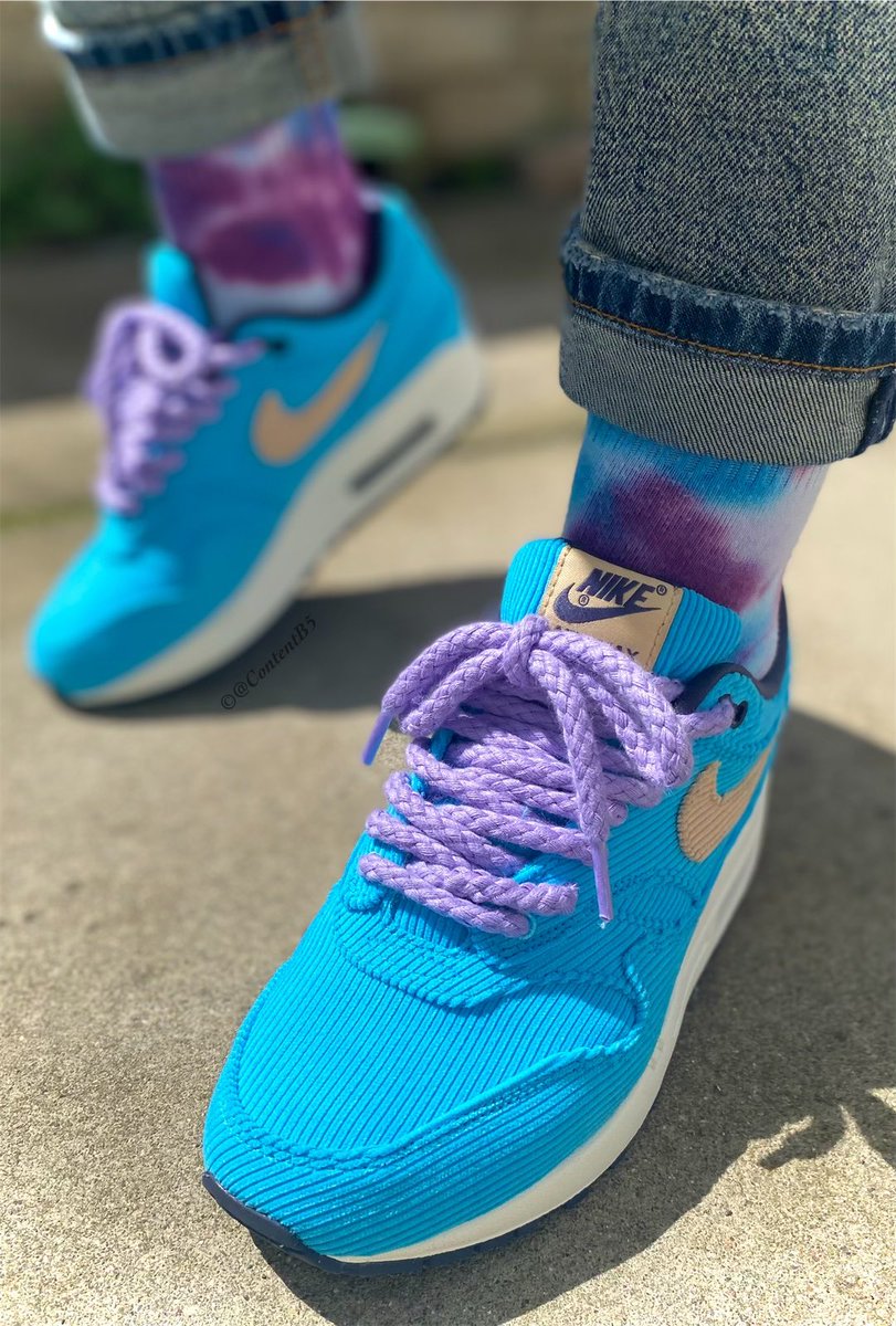 Day 30: #marchMaxness #KOTD - Staying with the purple theme! Air Max 1 PRM  ‘Baltic Blue/Corduroy’ w/purple lace swap. ☮️&💜
#snkrsliveheatingup #AirMaxMonth