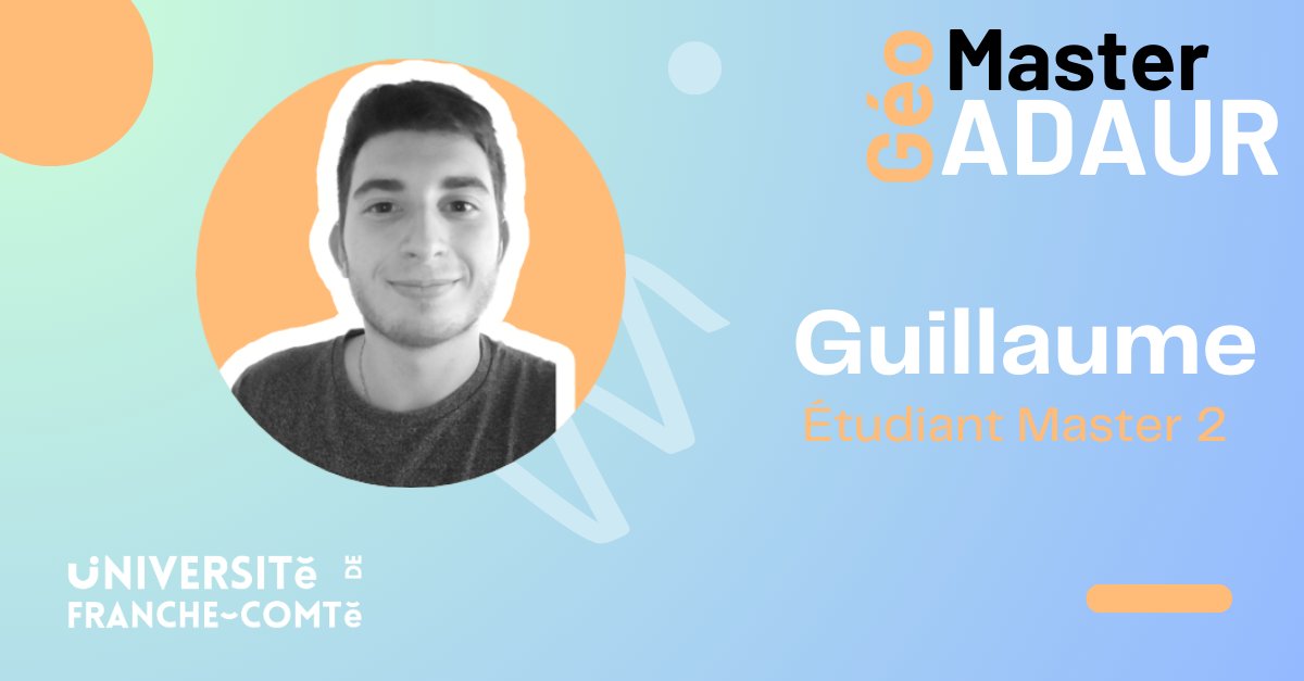 🎓 On vous partage le portrait de Guillaume, diplômé du Master GEO ADAUR de l'université de Franche-Comté, qui nous présente son expérience au sein du master et au Comité Départemental du Tourisme du Doubs. 👉🏻urlz.fr/lc7D <a href="/fc_univ/">université de Franche-Comté</a>
