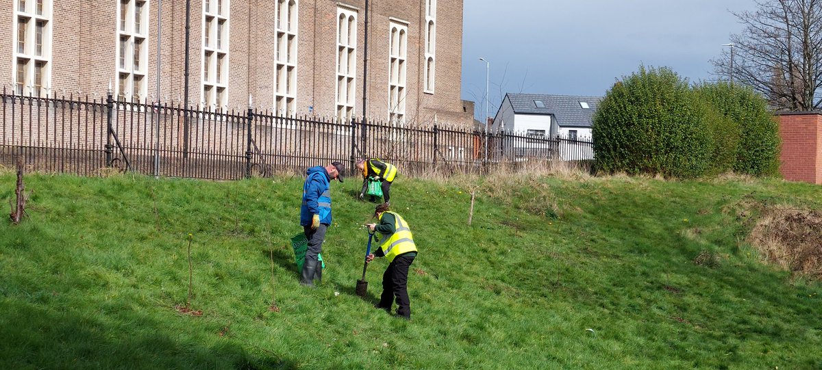 This week we were joining by 60 students from @stmonicasbootle to plant over 100 trees in @DerbyPark as part of the @TCVtweets #IDigTrees programme 🙌 a massive thank you from Derby Park Community Volunteers 🙌  we couldn't have done it without you all 🙌🙌