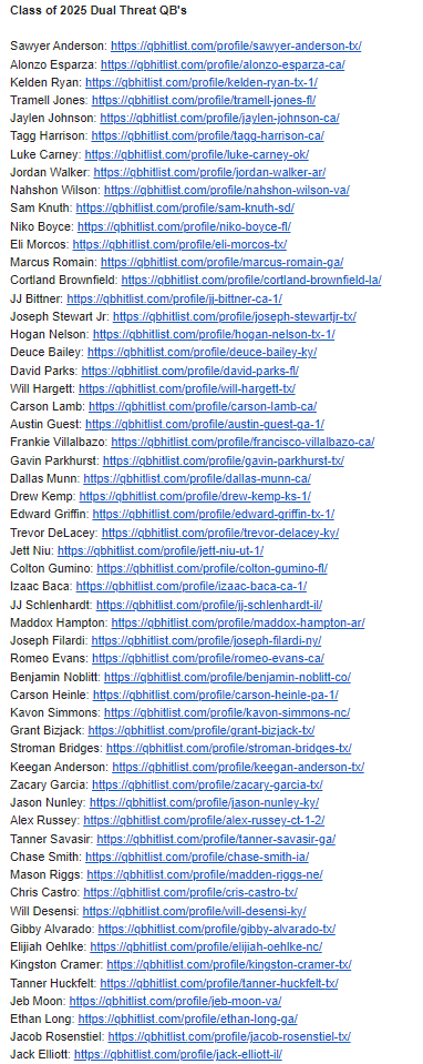 QBHitList's tweet photo. ☑️Round 2...Over the next week we'll be sending @QBHitList Premium QB's profile/film out to all D1 schools.
Class of 2025 QB's went out today.
👍🏽We'll get you noticed!
#GetPremium
⏩⏩⏩https://t.co/hE9RRpOnHk https://t.co/nE5O1ilrJn