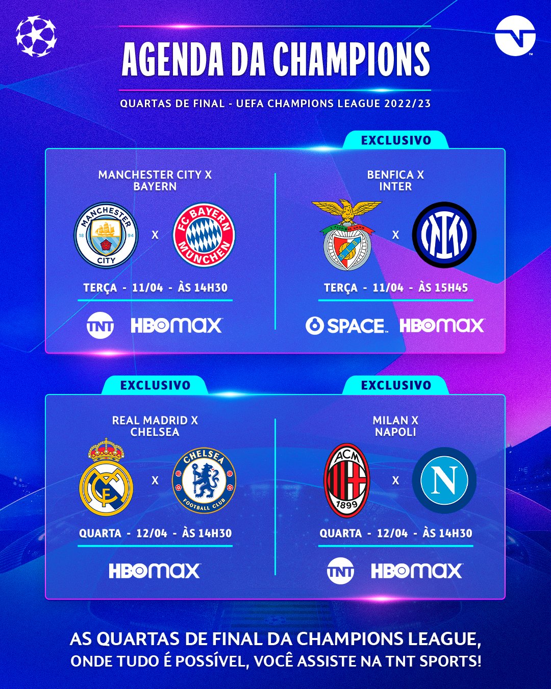 Quartas da Champions League 2022/23: jogos, classificados, onde assistir e  mais informações