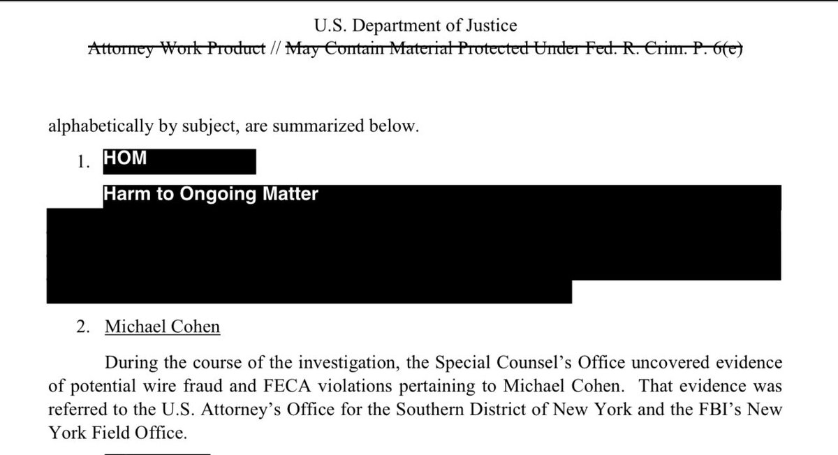 A friendly reminder that the case in which the Manhattan DA has indicted Donald trump originated with the Mueller investigation. From appendix D of The Mueller Report. #indicted
