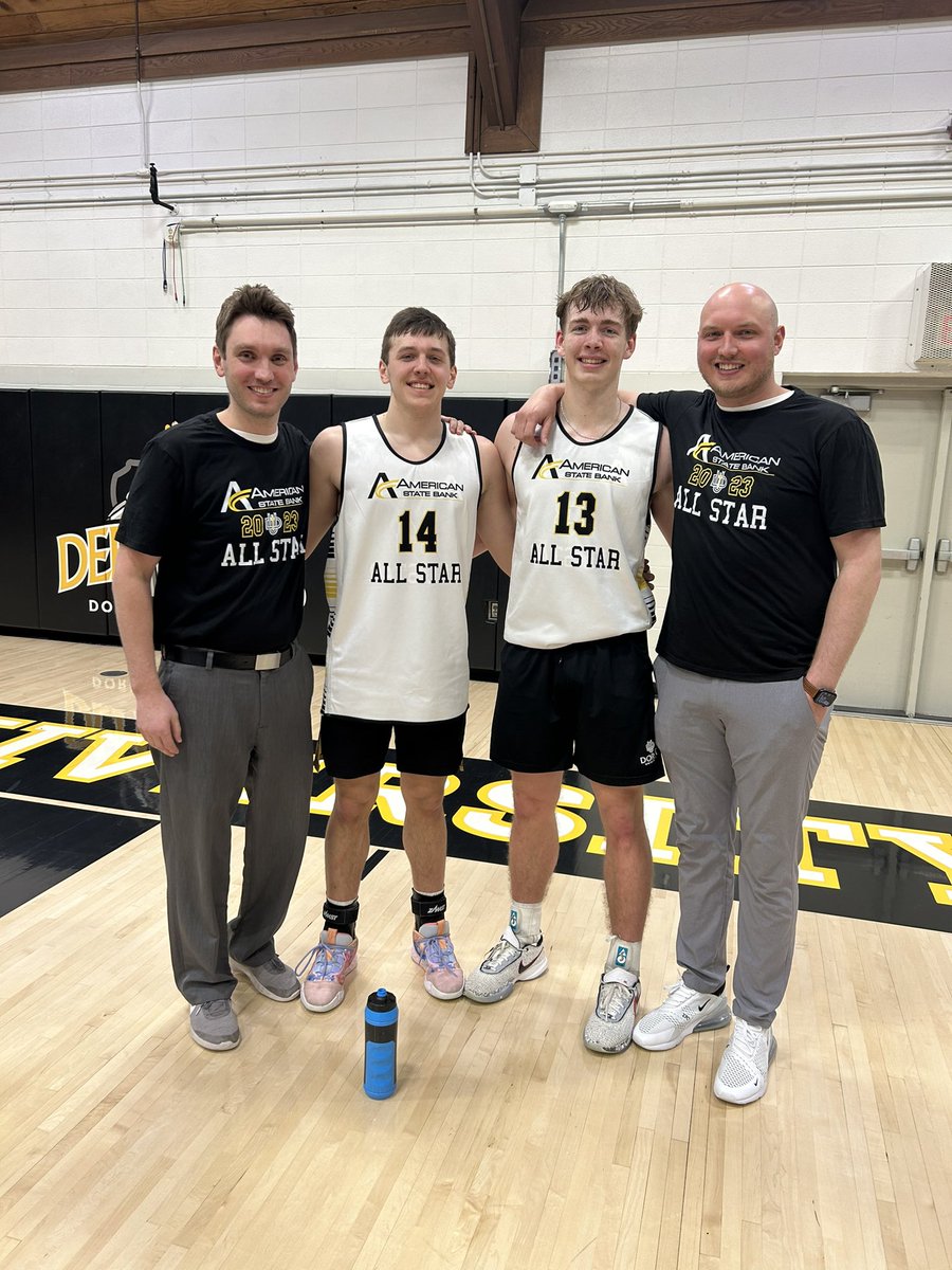 Coach <a href="/StephenTjaden/">Stephen Tjaden</a> and I were lucky enough to sit on the bench with <a href="/cboettcher23/">carter boettcher</a> &amp; <a href="/jacob_hargens/">Jacob Hargens</a> one last time tonight in the Northwest Iowa All-Star game hosted at <a href="/DordtHoops/">Dordt Men’s Basketball</a>. Two of the best to ever do it at <a href="/SiouxCentralCSD/">Sioux Central CSD</a>.