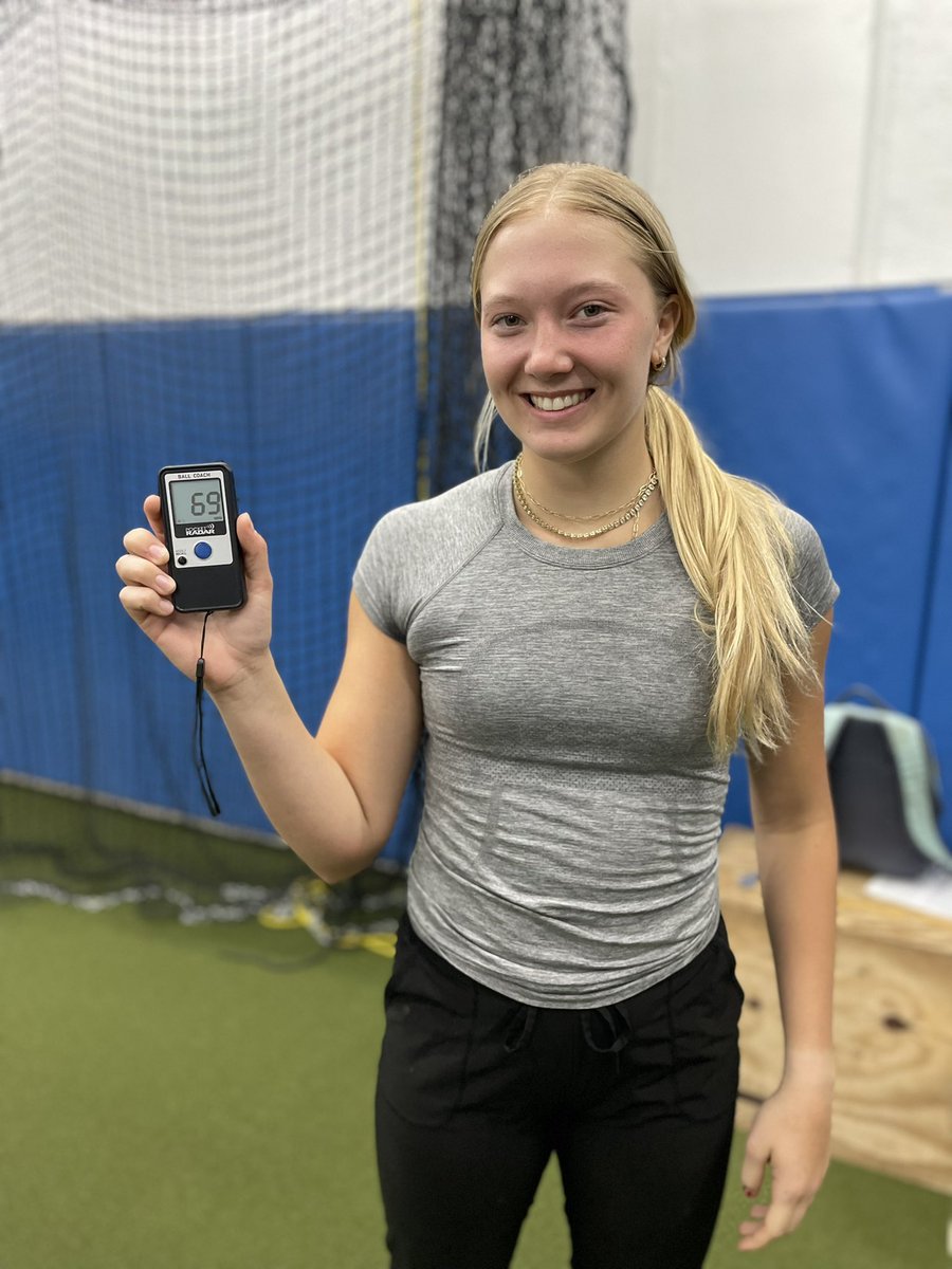 New PR of 69 mph! Next stop 70 mph!! <a href="/coachjro/">Jennifer Rocha</a> <a href="/GassoPatty/">Patty Gasso</a> <a href="/rittmanjohn/">John Rittman</a> <a href="/Coach_Alameda/">Lonni Alameda</a> <a href="/JessicaAllister/">Jessica Allister</a> <a href="/DukeCoachYoung/">Marissa Young</a> @NDcoachGumpf <a href="/UACoachMurphy/">Patrick Murphy</a> <a href="/lmcmahon7/">Lance McMahon</a> <a href="/CoachDeifel/">Courtney Deifel</a> <a href="/Coach_Inouye/">Kelly Inouye-Perez</a> <a href="/UGACoachTony/">Tony Baldwin</a> <a href="/CoachTarr/">Heather Tarr 🦄 💜</a> <a href="/UKCoachLawson/">Rachel Lawson</a>