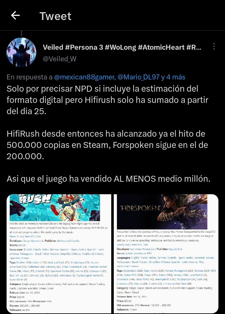BastianPSG's tweet photo. Tanto en el total del año como en el de febrero.
Hi fi rush no está 👀

Esos 2 millones, aaa sip son descargas.
A pero alguien me dice 500.000 👀, ese número debe ser falso también 🤣🤣🤣

Ahora se ve porque se fue Mikami 😜🤣🤣

Gran éxito de su nueva ip 👀
Shadow drop 🤣🤣 https://t.co/NVc0qTYXXZ