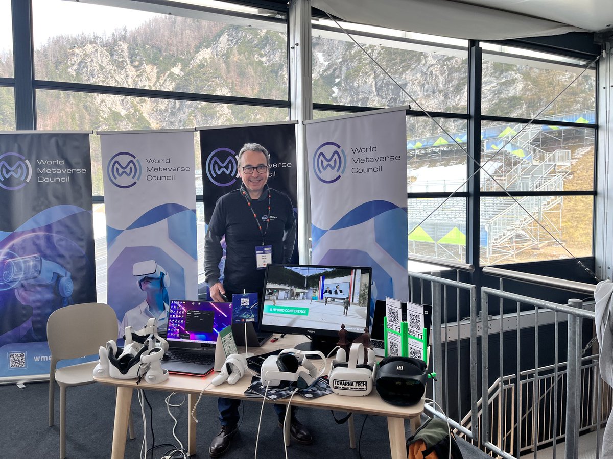 #worldmetaversecouncil demos very popular booth at #mastercard #255tothemoon conference at #planica #VR #AR #AI #gaming #metacop #sustaiability #WMC #Slovenia ⁦<a href="/TadejSlapnik/">Tadej Slapnik</a>⁩