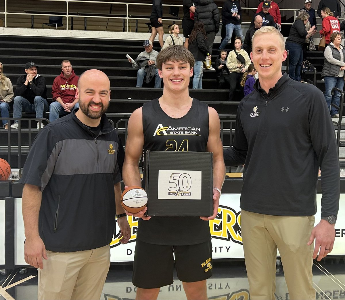 Exciting overtime battle at the <a href="/AmericanStBank/">American State Bank</a> High School All-Star game with a White team win of 116-108. The two game MVPs were Jacob Hargens and Kooper Ebel. Thanks to our  players, coaches and fans for a special night! #DefenderWay