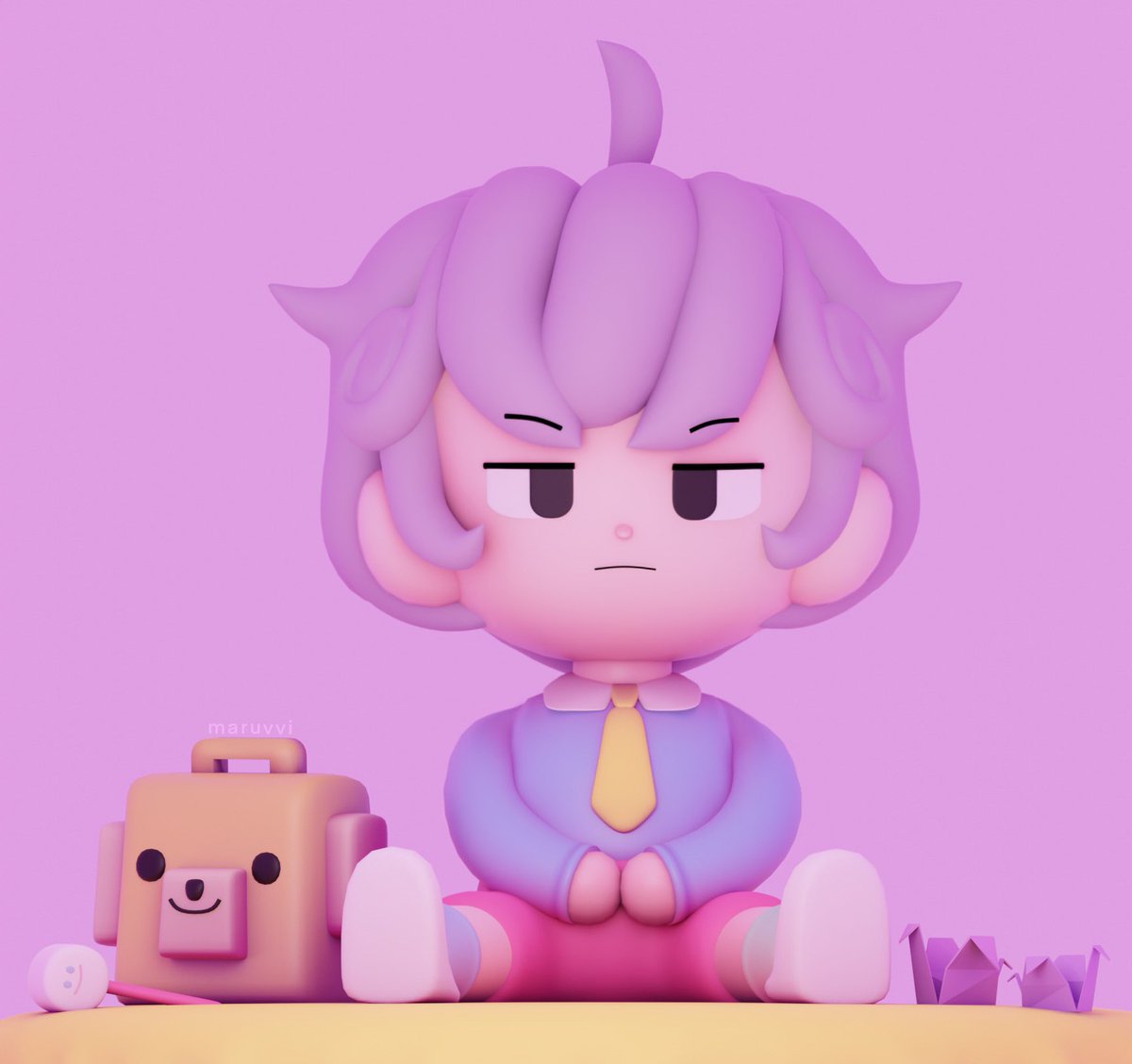 i made a cardamon 3d model from @BeeAndPuppyCat in blender! i love so much the result x) #beeandpuppycat ❤️