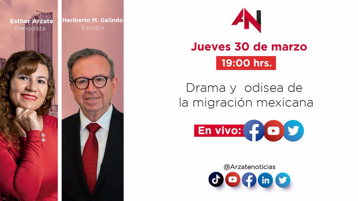 En punto de las 19 hrs conversaré en <a href="/ArzateNoticias/">Arzate Noticias</a> sobre mi más reciente publicación editorial  “Drama y odisea de la #migración mexicana”.  

No se lo pierdan 👇

#migrantes