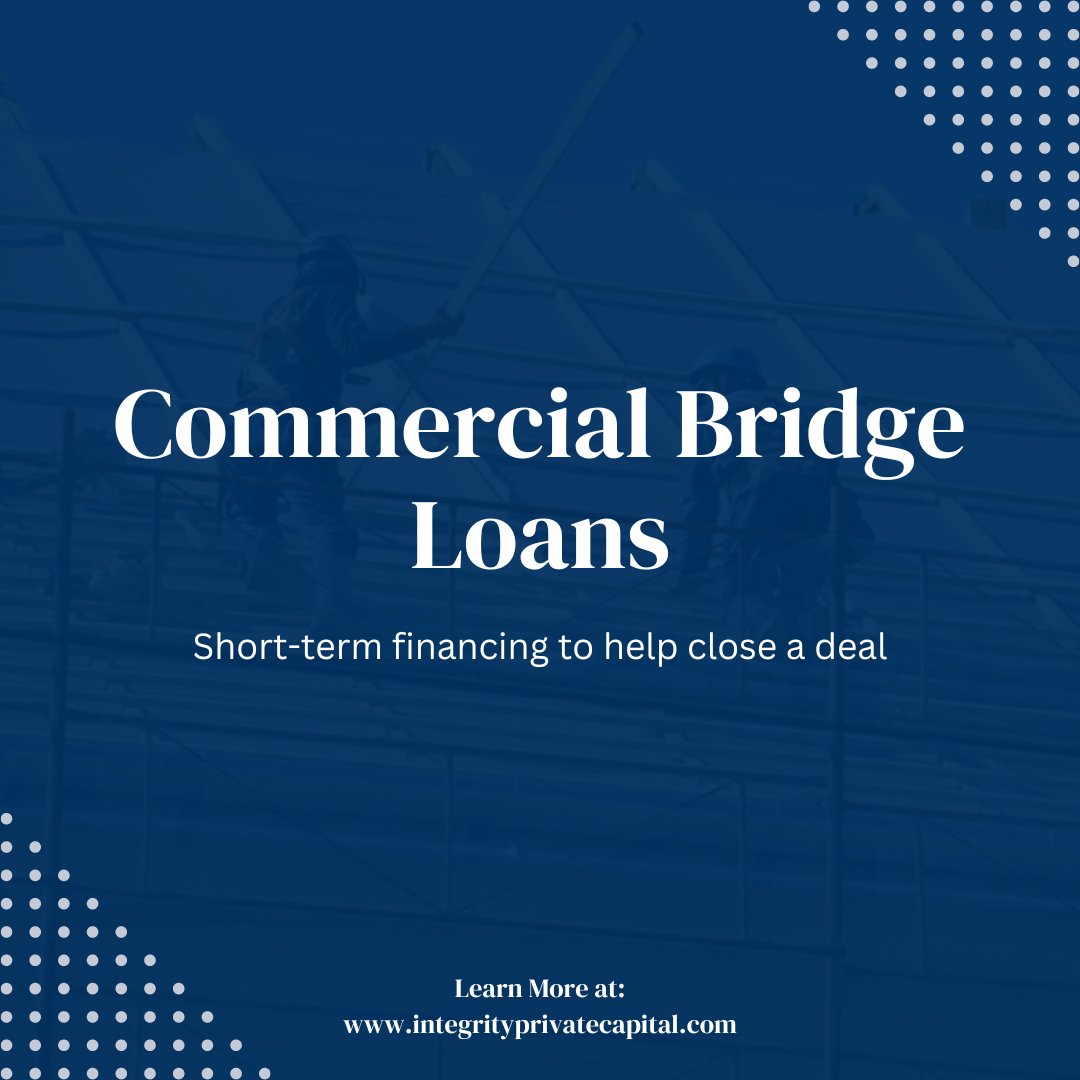 In need of financing to close your next deal? Reach out to our team of private lenders to learn more about commercial bridge loans. 

integrityprivatecapital.com