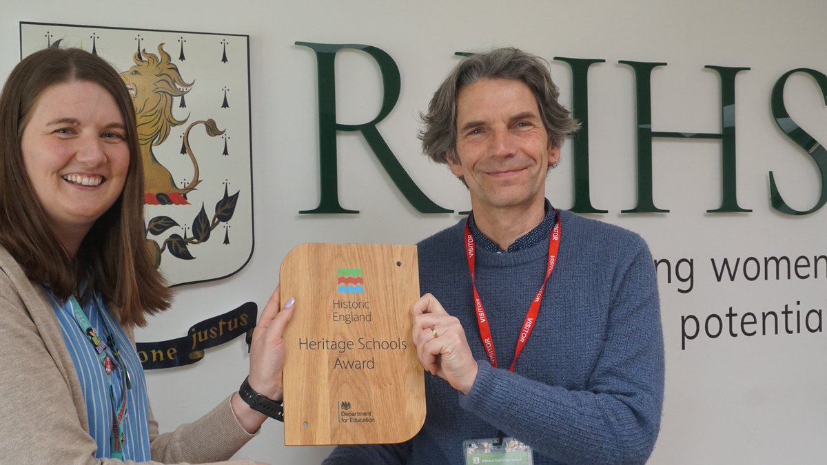 This week Michael Gorely from @HistoricEngland visited the school to present us with the Heritage Schools Award. We are very proud that our fantastic History Department has been recognised for embeding local Gloucestershire history into the curriculum so successfully. 🎉