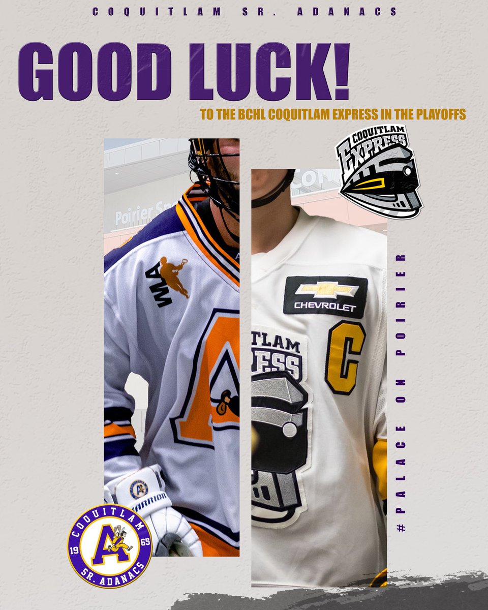 Good luck to our #palaceonpoirier buddies in their playoff games!! <a href="/BCHLExpress/">Coquitlam Express</a> <a href="/BCHockeyLeague/">BCHL</a> Let’s bring the cup back to the palace🏆🏆