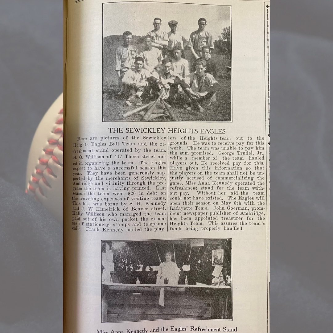 SV_History's tweet photo. Is there a surer sign that spring has sprung then the crack of the bat on #OpeningDay across America? ⚾️

100 yrs ago this yr the Sewickley Heights Eagles baseball team was getting ready for their own opening day.

📸: May 5, 1923, Sewickley Herald, #CollectionsAtSVHS 
#PlayBall https://t.co/PRkHTY8Hrs