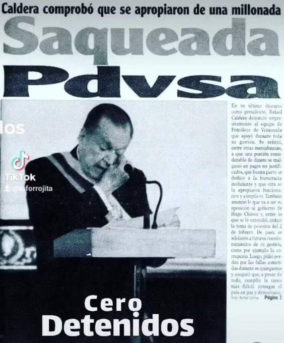 PDVSA fue saqueada cuando gobernaba la actual oposición, y no hubo ni un solo detenido. HIPÓCRITAS! #CuandoEramosFelicesYNoLoSabiamos #ManoDuraContraLosCorruptos