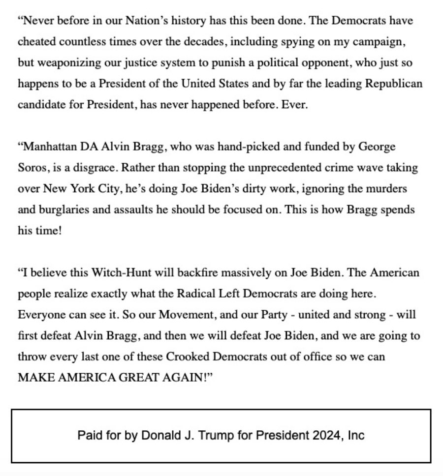 Statement by Donald J. Trump, 45th President of the United States of America
