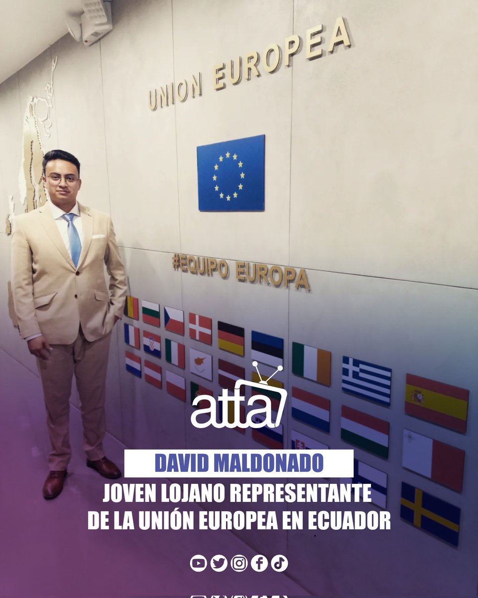 attaecu's tweet photo. 🔴 David Madonado Peralta, parte de la Unión Europea 🇪🇺 🇪🇨 

La Unión Europea en Ecuador lo seleccionó como uno de sus representantes dentro del Comité Consultivo de Jóvenes de la Unión Europea en Ecuador, así como único representante en la provincia de Loja. #Loja #Ecuador https://t.co/BWZ1Nma12V