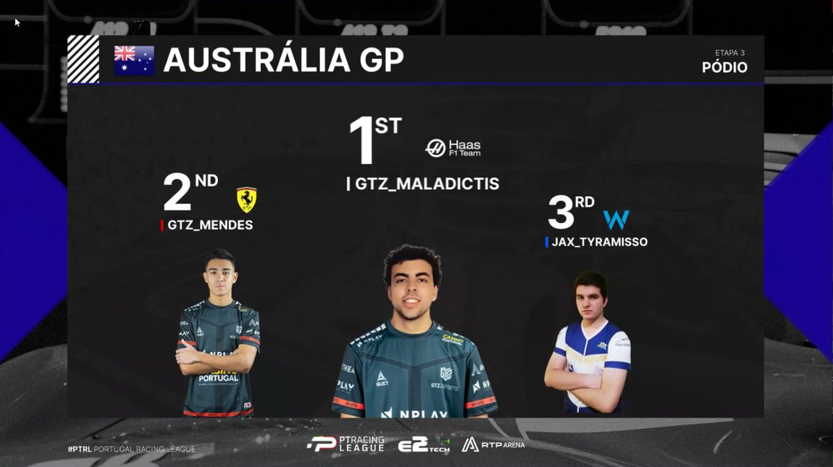 rtparena's tweet photo. .@Maladictis conquista o GP da Austrália e aproxima-se do líder @Tyramisso.

👉 https://t.co/H5qRxhoSKd

#SIMRACINGnaRTP #F1naRTP https://t.co/xocFm3Gn4R