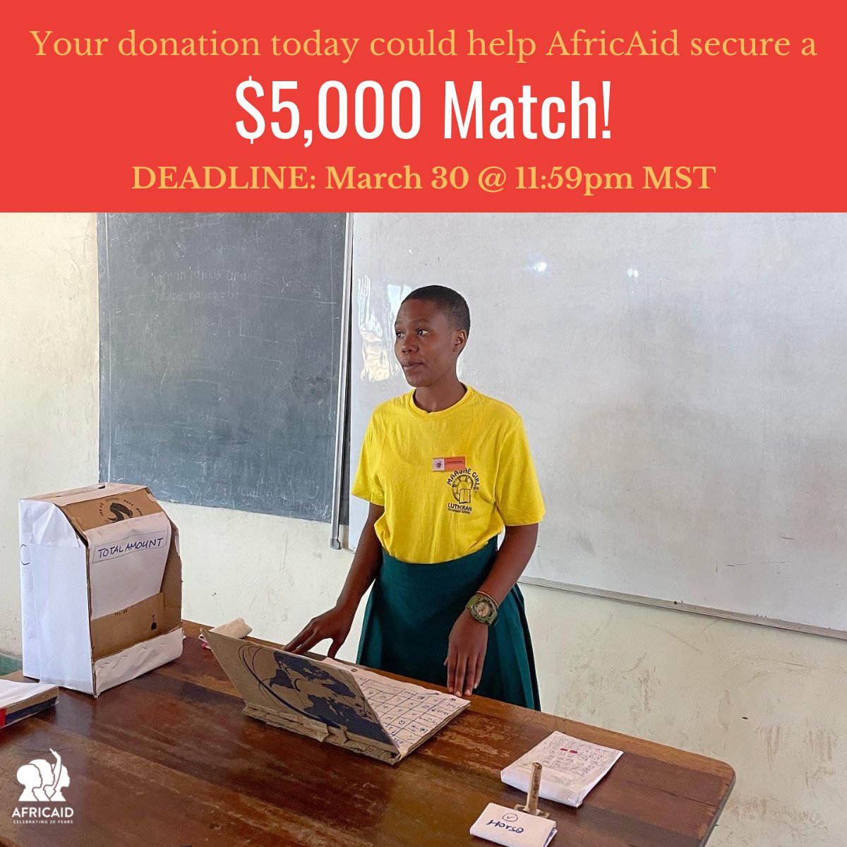 Nailbiter! @AfricAid is less than $1000 away from securing a $5k matching gift!

Any generous souls out there with a few dollars to help us close this teeny tiny gap by 11:59pm MT would be so, so appreciated!
Donate: secure.givelively.org/donate/africai… (+we take #crypto via @thegivingblock!)