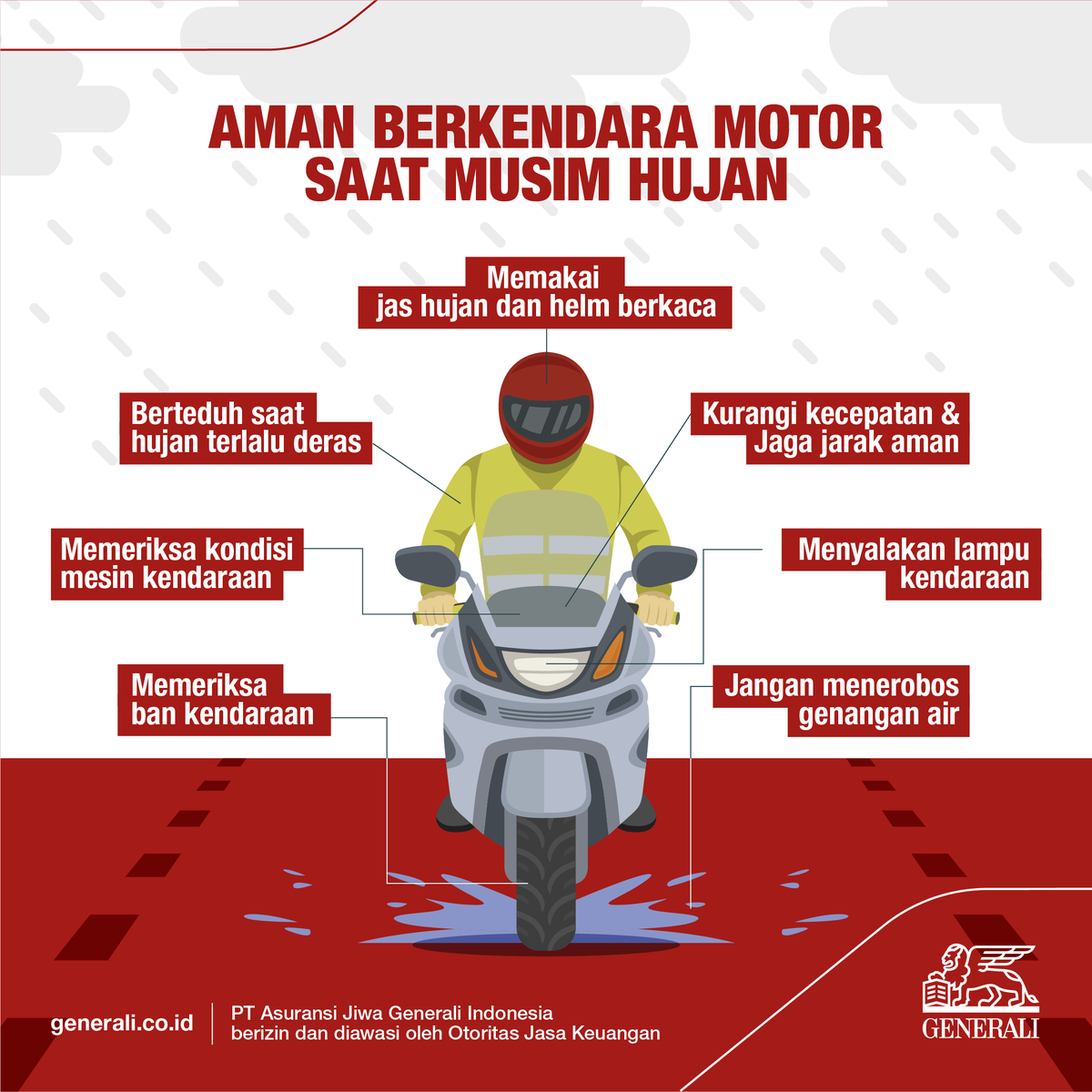 FannyChandra11's tweet photo. Simak tips berikut agar tetap aman saat berkendara menggunakan motor di musim hujan. https://t.co/QBAy4PZe0l