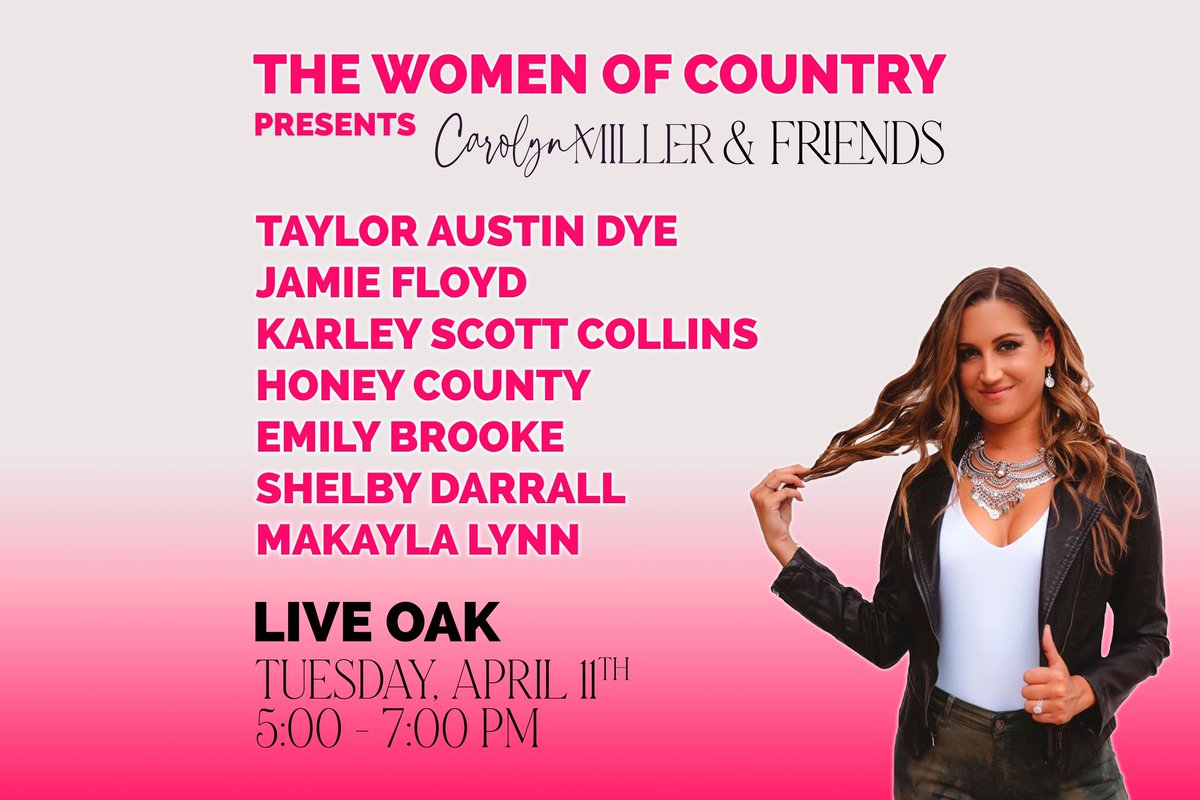 We’ve got a jam packed night of AMAZING talent at our next Carolyn Miller and Friends show, April 11th 5-7pm at Live Oak in Nashville! 💗