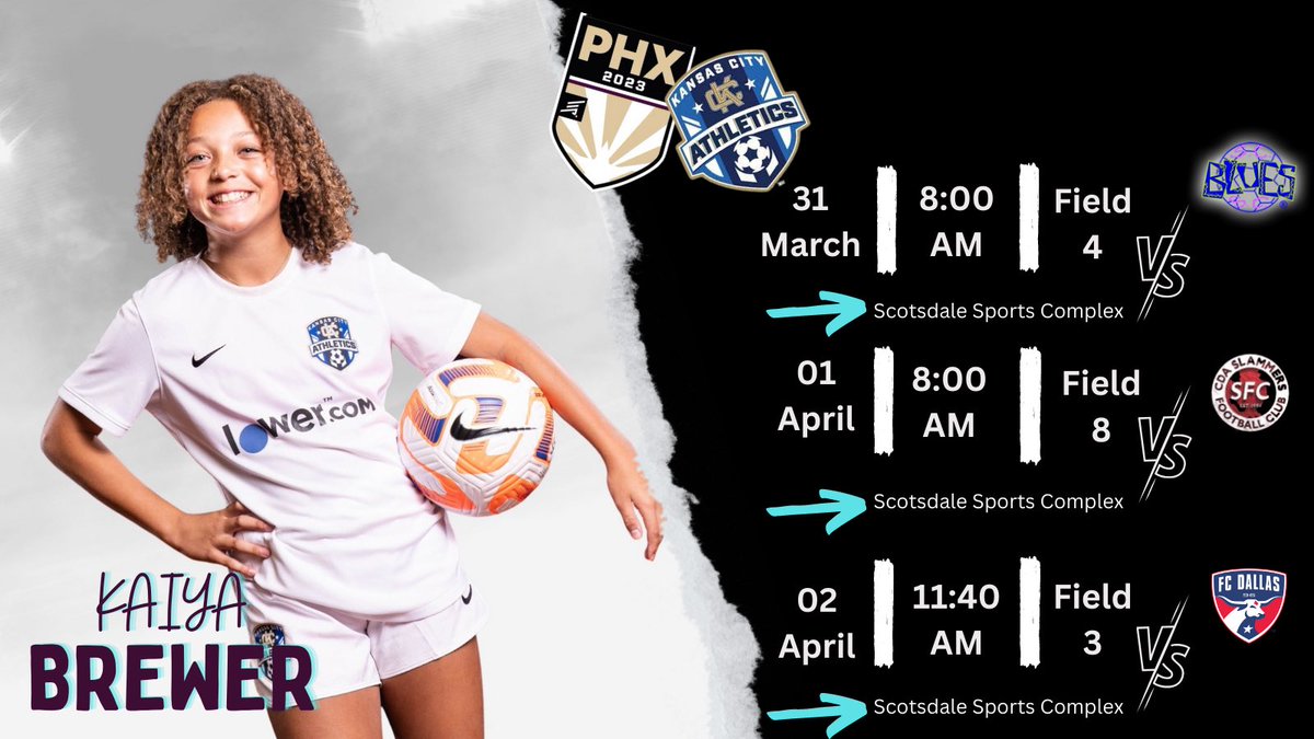 KaiyaBrewer's tweet photo. Ready to rep for @AthleticsKCECNL @AthleticsKC in PHX @ECNLgirls showcase!
@TheSoccerWire @WavesSoccer #waves2029 @UCLAWSoccer #bruins2029 https://t.co/GRVlSivv0d