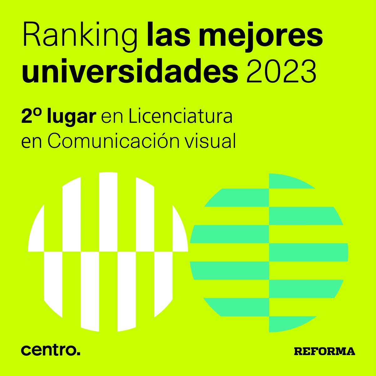 centro_news's tweet photo. ¡El #talentoCENTRO lo hizo de nuevo!
Nuestra Licenciatura en #ComunicaciónVisual está a la cabeza en el último ranking de #MejoresUniversidades de @Reforma.
#ComunidadCreativa #hechoenCENTRO #Licenciatura #LicenciaturaMéxico #QuéEstudiar #DiseñoGráfico #ComunicaciónVisual https://t.co/1Kp1lRNXOd