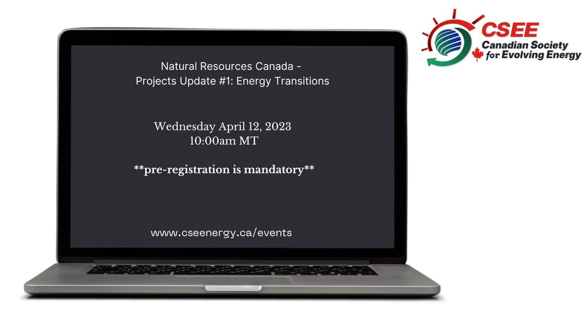 CSEEyyc's tweet image. Join us on April 12 on Zoom for Natural Resources Canada - Projects Update #1: Energy Transition

For more information and registration visit cseenergy.ca/events/events-…