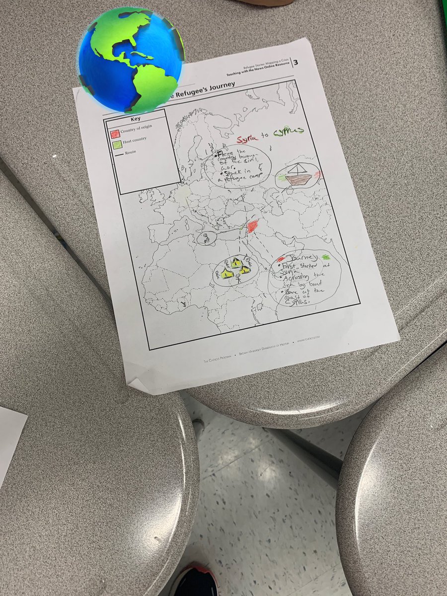 KGsocialstudies's tweet photo. Geography students Mapping a refugee’s journey… Brown University Choices Lesson.  @rlosbornehs @ChoicesProgram @Cobb_SS @GaDOE_SS https://t.co/gkEtyBStRb