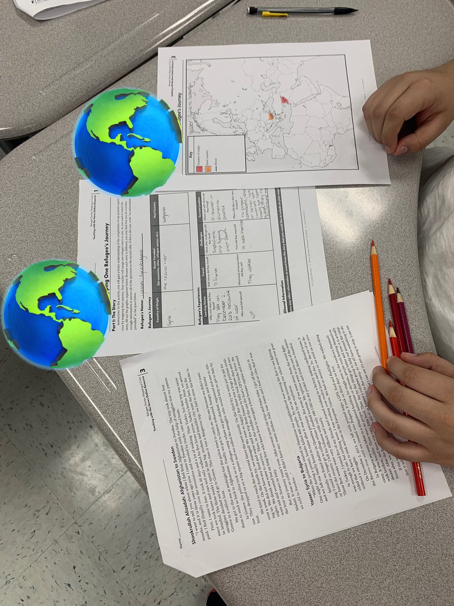 KGsocialstudies's tweet photo. Geography students Mapping a refugee’s journey… Brown University Choices Lesson.  @rlosbornehs @ChoicesProgram @Cobb_SS @GaDOE_SS https://t.co/gkEtyBStRb