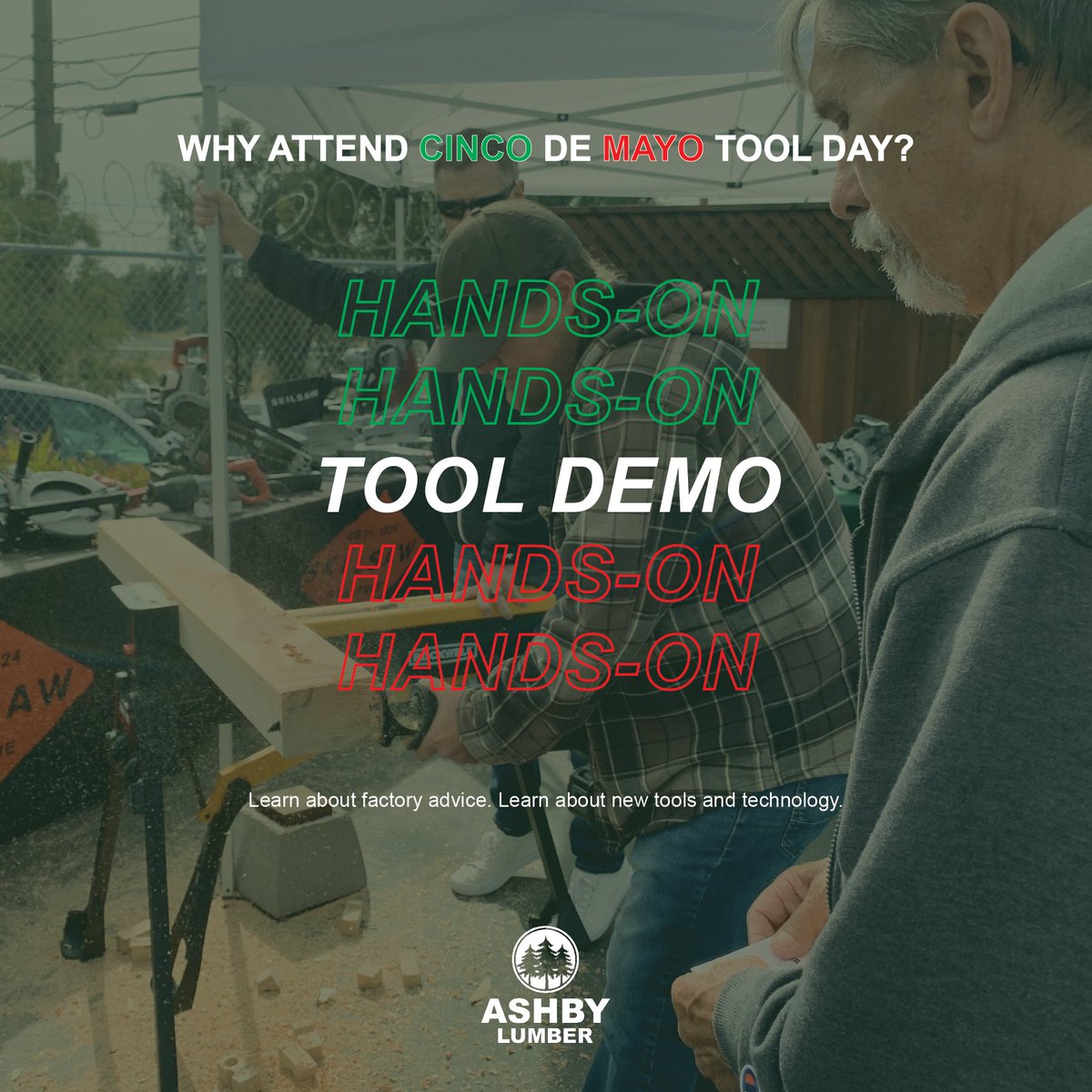 AshbyLumber's tweet image. What better way is there to learn about #newtools for your next project than to see a #tooldemo before buying?! Join us at the #concord location for the #cincodemayo #toolday event on Friday, May 5th from 6:30am-10:30am!
#ashbylumber #toolexpo #customerevent