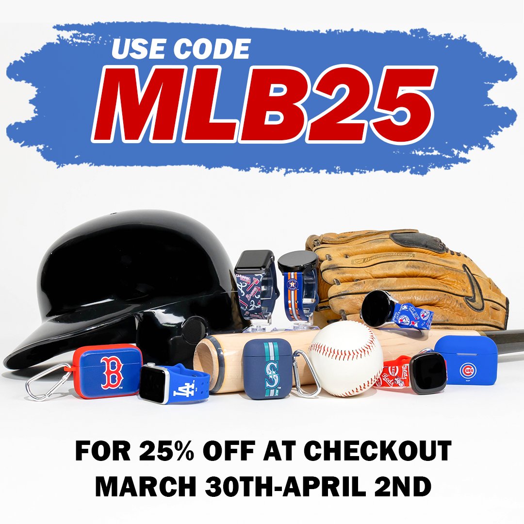 Step up to the plate and score big with our opening day sale! Show your support for your favorite MLB team and get 25% off all phone cases, Airpod cases, smartwatch bands and more! ⚾️📱 #MLB #TechAccessories #Openingday #Airpods #smartwatch #Fitbit 
l8r.it/e6yO