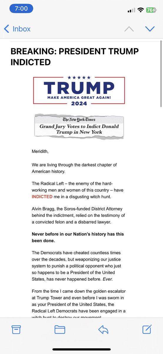 meridithmcgraw's tweet image. Trump campaign sends out fundraising email: