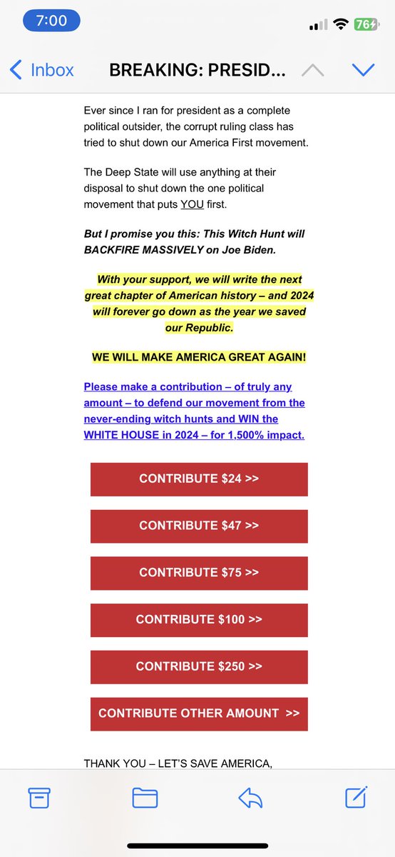 meridithmcgraw's tweet image. Trump campaign sends out fundraising email: