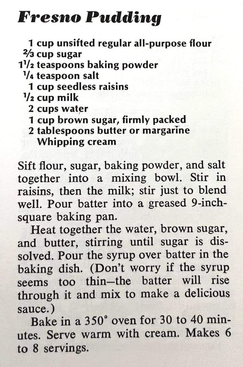 ManPanthe's tweet photo. @bdylanhollis 
Hi, I have a recipe for you to do if you would like. 
It's Fresno Pudding! https://t.co/f8pkZxGCKj