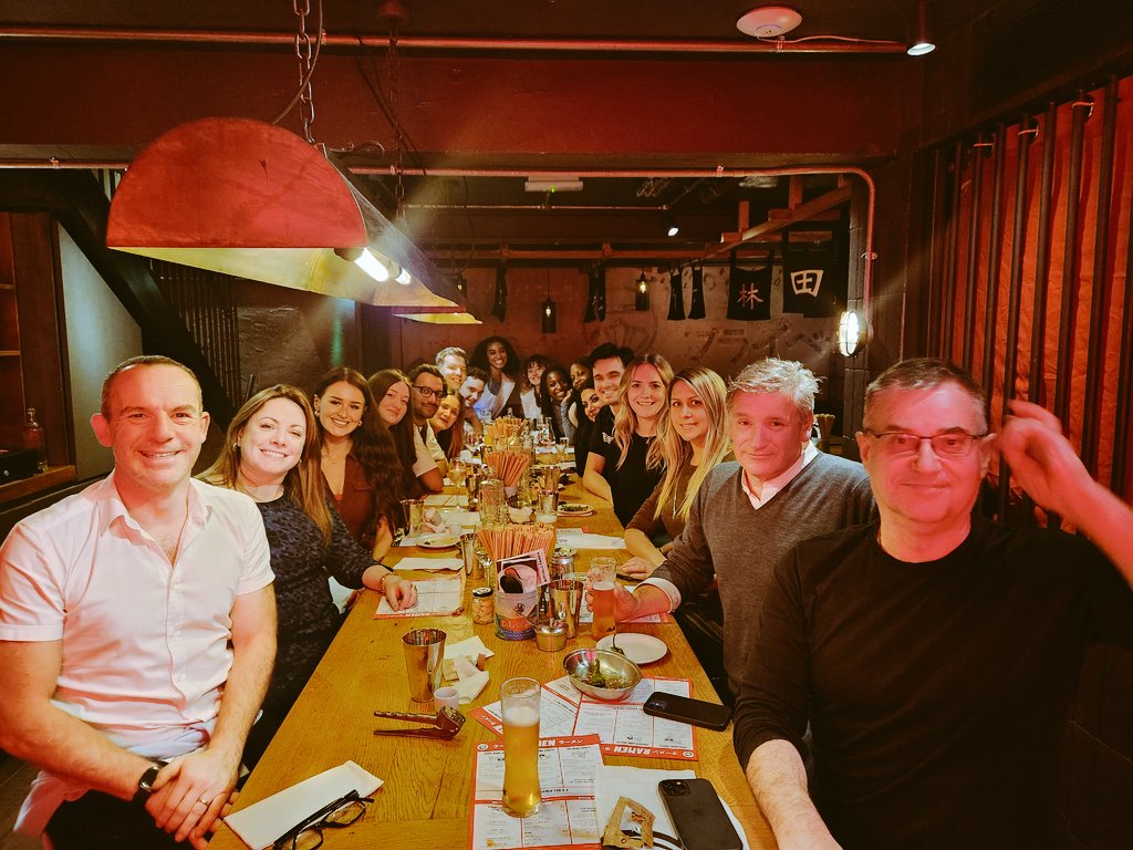 MartinSLewis's tweet photo. Just got back from the @itvMLshow series 11 wrap dinner. Brilliant team, nice food, great night. Thank you to these brilliant people (and a few who couldn't make it inc @angellicabell) for such great hard work during a gruelling but superb run. https://t.co/Xg8k8GGm5k