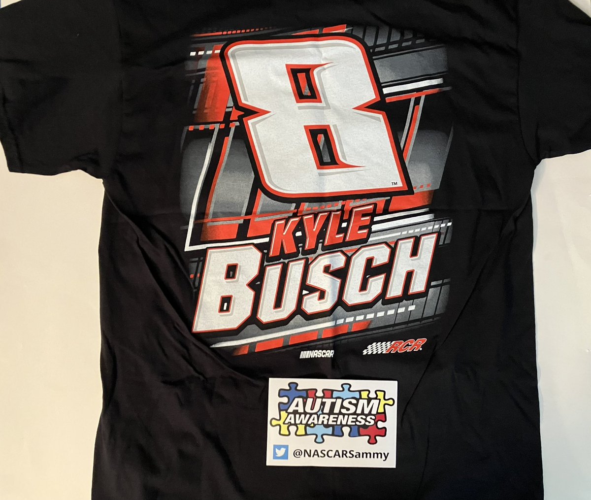 NASCARSammy's tweet photo. 🚨April 2…#AutismAwareness in #NASCAR giveaway.

I’ll be watching the race @RichmondRaceway.🏁

I’ll also be wearing a 👕to celebrate #WorldAutismAwarenessDay! 

To enter:

1)Retweet & Tag some friends

2)Post a picture,
of you, wearing blue, ON APRIL 2.

One lucky person will win this awesome @KyleBusch t-shirt.