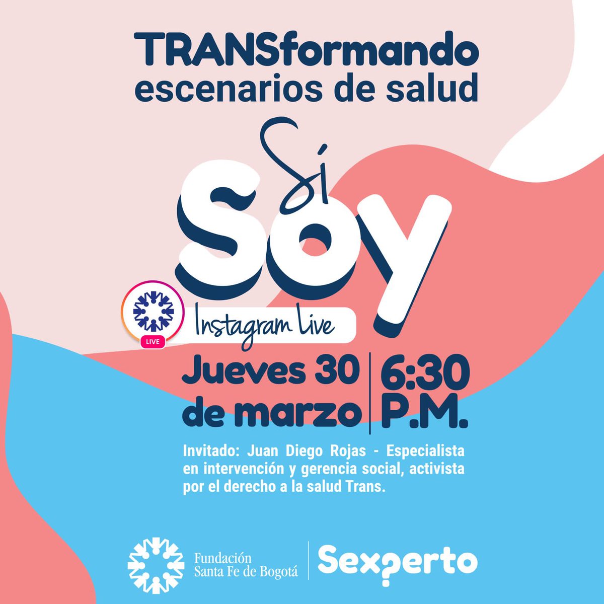 Sexpertoco's tweet photo. En minutos no se pierdan nuestro live, TRANSformando escenarios de Salud #VisibilidadTrans #MeAmoTrans #Trans #31M 👉🏽 https://t.co/DUc6UQFcxA @FSFB_Salud @Hablalocom https://t.co/tukFn7OC4X
