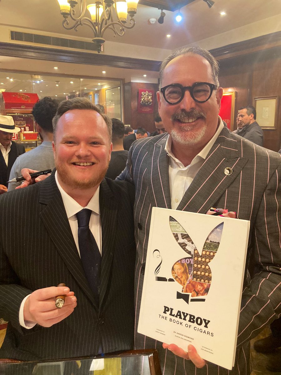 ldncigarsmoker's tweet photo. Also met the main man himself, Aaron Sigmond ๐ Author of #ArturoFuente Since 1912 https://t.co/8rH3e9hA33
Got my copy of #Playboy #TheBookOfCigars signed. Another book by Aaron.
Big thanks to #JJFox and @Cgarsltd for putting on a top-class event ๐ https://t.co/dJB0TjntAx